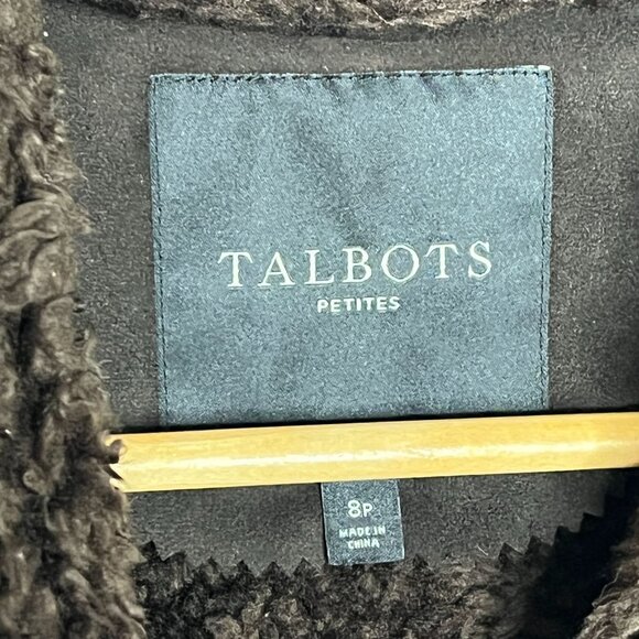 Talbots Brown Faux Suede Sherpa Vest Size 8P Cozy Winter Outerwear - Picture 7 of 12